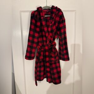 Kids Red and Black Plaid Robe size 5/6